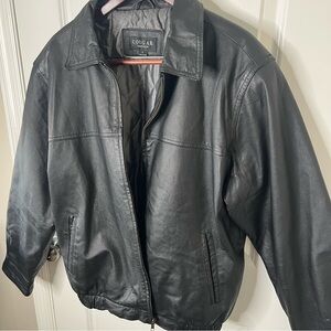 Cougar Black Leather Bomber Jacket